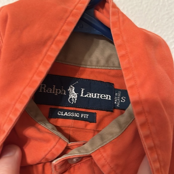Polo Ralph Lauren men’s long sleeve cotton button down shirt size small orange - Picture 3 of 3
